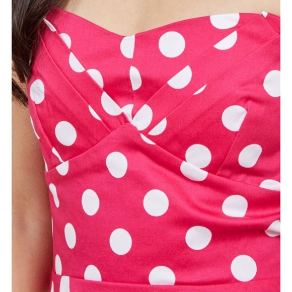 ModCloth pink polka dot halter A-line swing dress - Picture 3 of 12